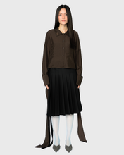 Load image into Gallery viewer, CROPPED SHIRT WITH SASH IN BROWN