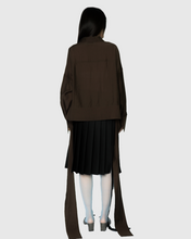 Load image into Gallery viewer, CROPPED SHIRT WITH SASH IN BROWN