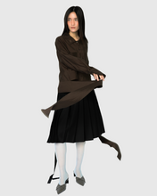 Load image into Gallery viewer, CROPPED SHIRT WITH SASH IN BROWN